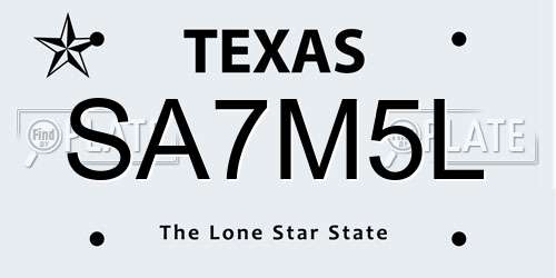 SA7M5L Texas License Plate