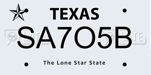 SA7O5B Texas License Plate