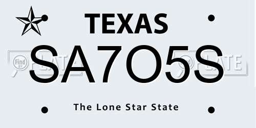 SA7O5S Texas License Plate