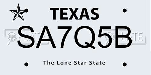 SA7Q5B Texas License Plate