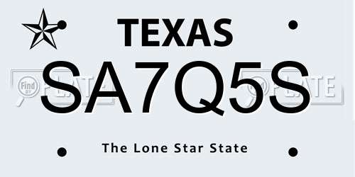 SA7Q5S Texas License Plate