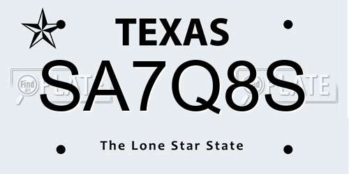 SA7Q8S Texas License Plate