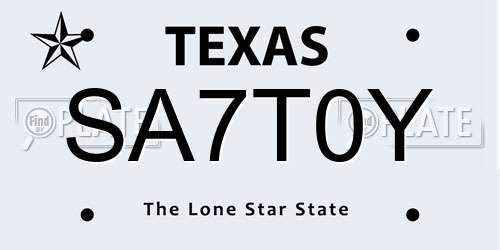 SA7T0Y Texas License Plate