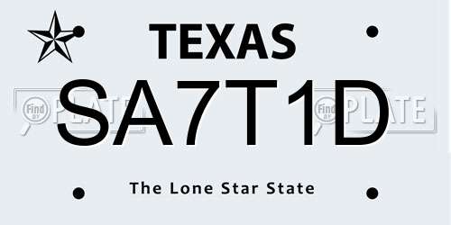 SA7T1D Texas License Plate