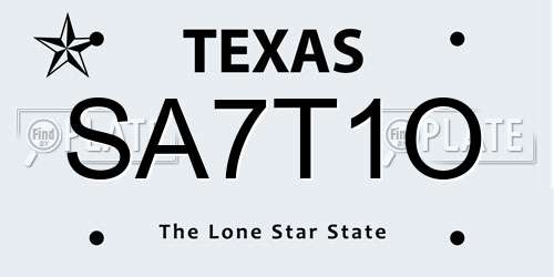 SA7T1O Texas License Plate