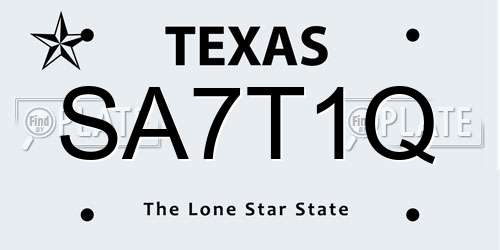 SA7T1Q Texas License Plate