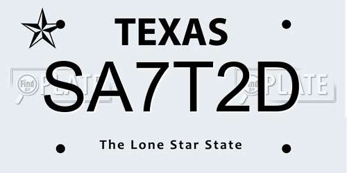 SA7T2D Texas License Plate