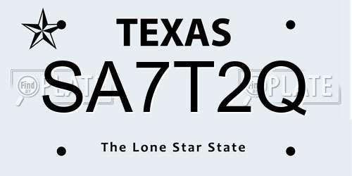 SA7T2Q Texas License Plate