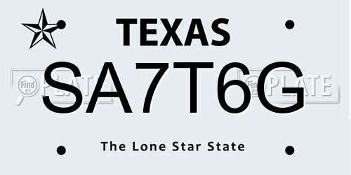 SA7T6G Texas License Plate