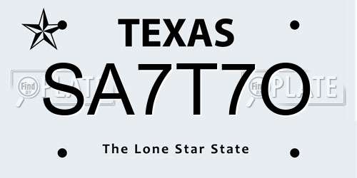 SA7T7O Texas License Plate