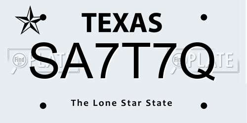 SA7T7Q Texas License Plate