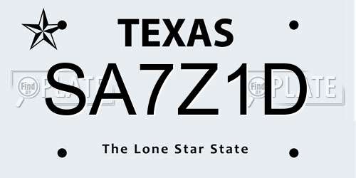 SA7Z1D Texas License Plate