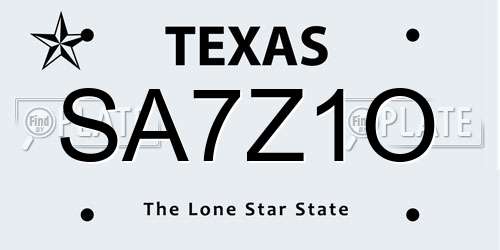 SA7Z1O Texas License Plate