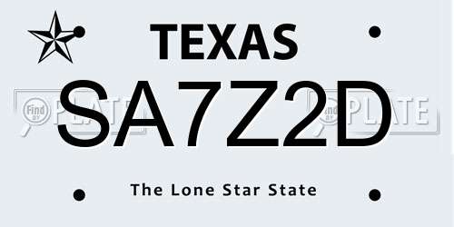 SA7Z2D Texas License Plate