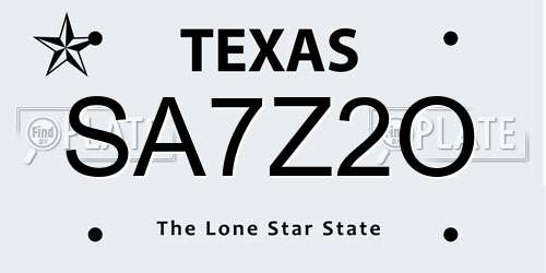 SA7Z2O Texas License Plate
