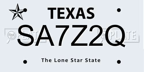 SA7Z2Q Texas License Plate