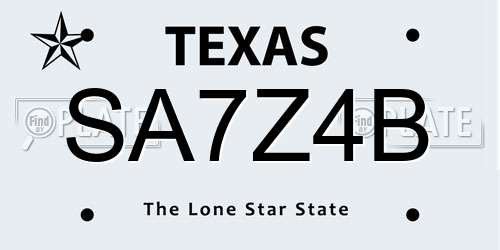 SA7Z4B Texas License Plate
