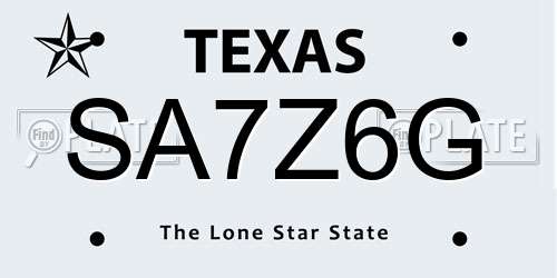 SA7Z6G Texas License Plate