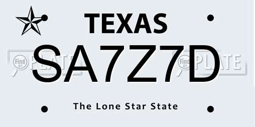 SA7Z7D Texas License Plate