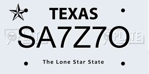 SA7Z7O Texas License Plate