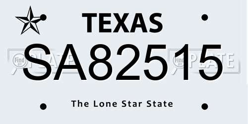 SA82515 Texas License Plate