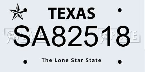 SA82518 Texas License Plate