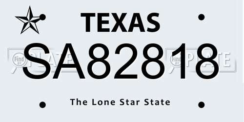 SA82818 Texas License Plate
