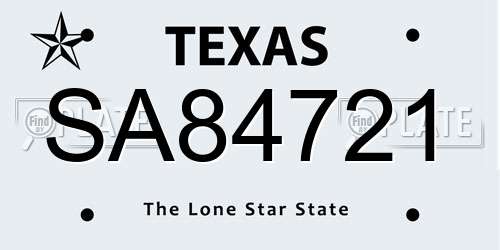 SA84721 Texas License Plate