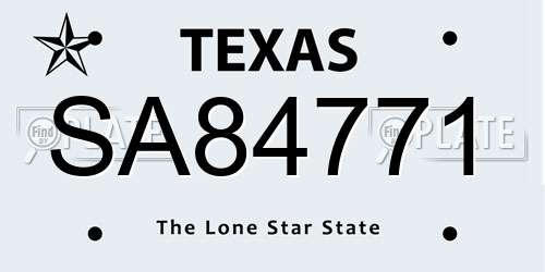 SA84771 Texas License Plate