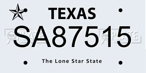 SA87515 Texas License Plate