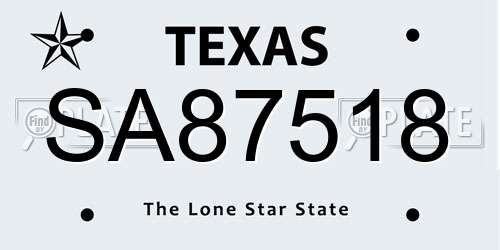SA87518 Texas License Plate