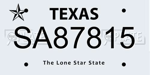 SA87815 Texas License Plate