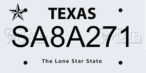 SA8A271 Texas License Plate