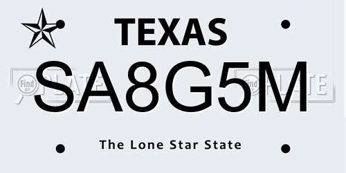 SA8G5M Texas License Plate