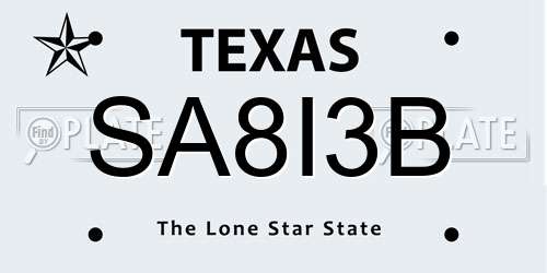 SA8I3B Texas License Plate