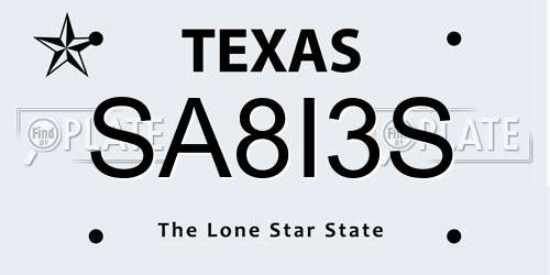SA8I3S Texas License Plate