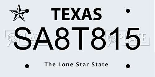 SA8T815 Texas License Plate