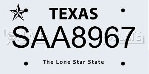 SAA8967 Texas License Plate