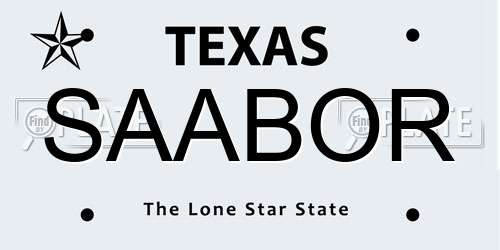 SAABOR Texas License Plate