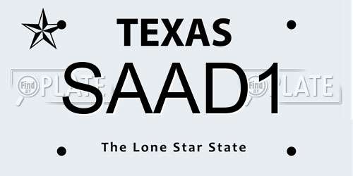 SAAD1 Texas License Plate