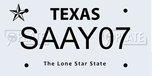 SAAY07 Texas License Plate