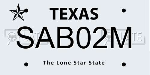 SAB02M Texas License Plate
