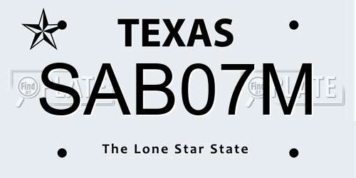 SAB07M Texas License Plate