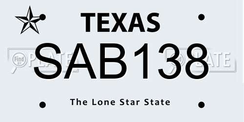 SAB138 Texas License Plate