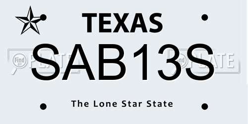 SAB13S Texas License Plate