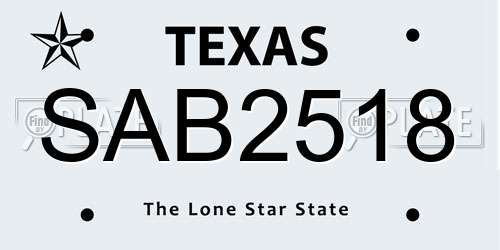 SAB2518 Texas License Plate