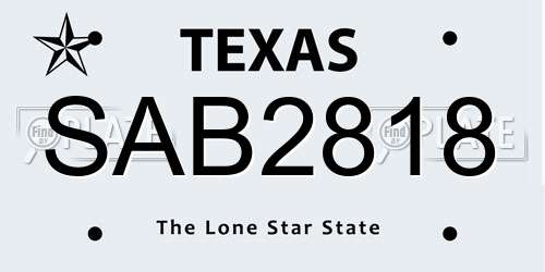 SAB2818 Texas License Plate