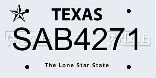 SAB4271 Texas License Plate
