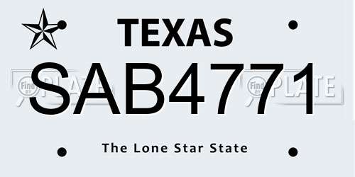 SAB4771 Texas License Plate