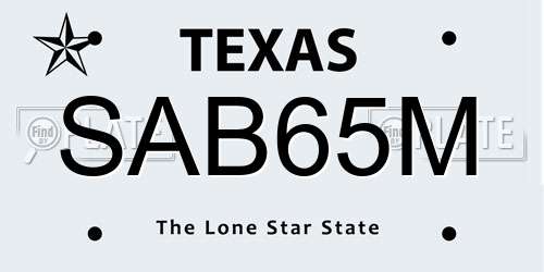 SAB65M Texas License Plate